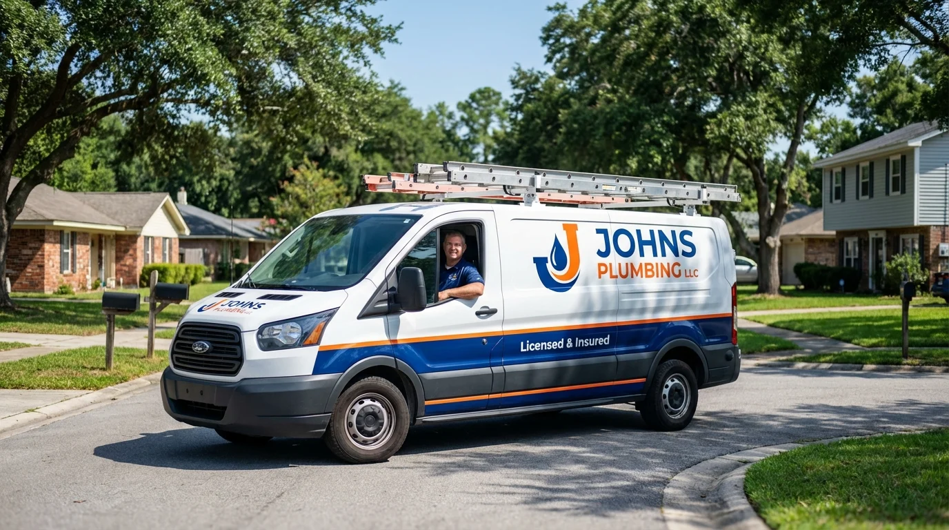 Johns Plumbing LLC service van in Nebraska City, NE