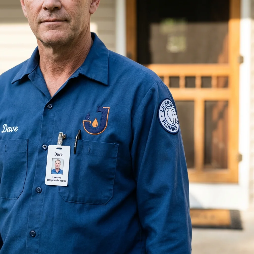 Licensed plumber showing ID badge in Nebraska City, NE
