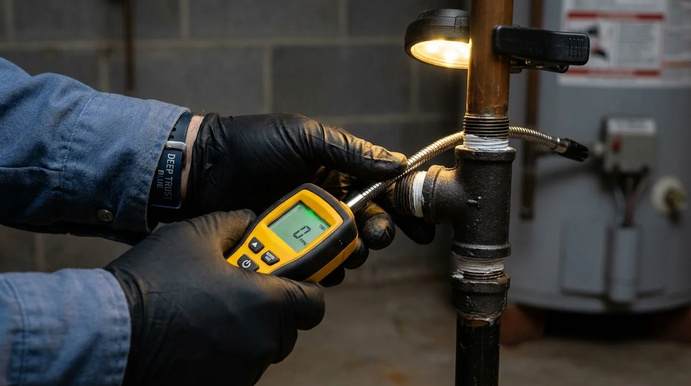 Gas leak detection with electronic sniffer by Johns Plumbing LLC in Nebraska City
